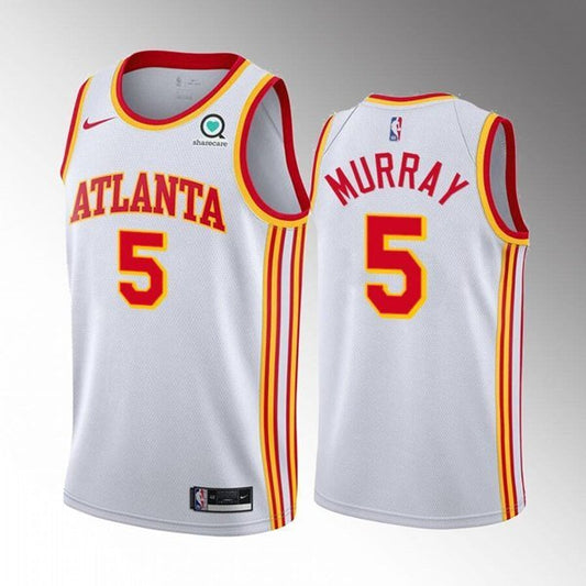 Atlanta Hawks #5 Dejounte Murray Stitched Jersey White