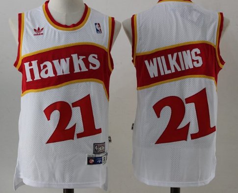 Atlanta Hawks #21 Dominique Wilkins Jersey White Throwback